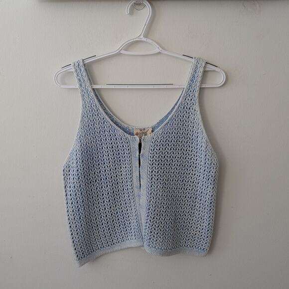 NWT Hippie Rose blue knit sweater vest tank top women's large - Picture 1 of 8